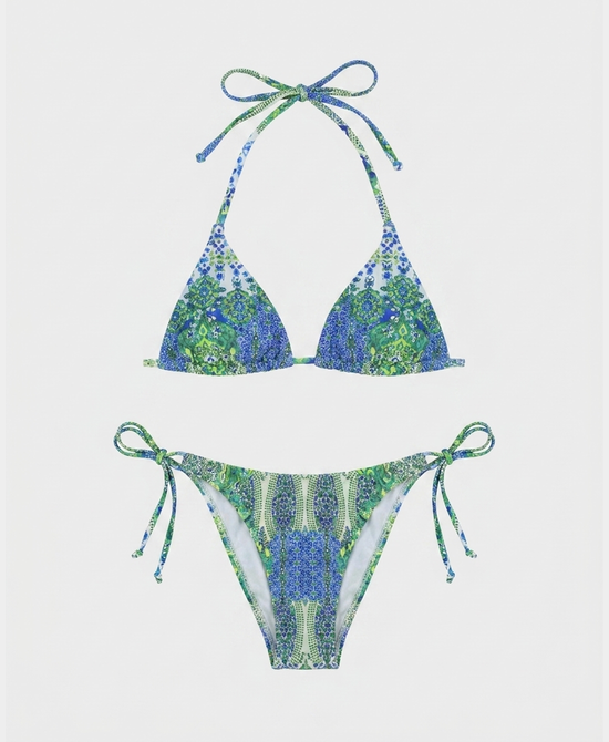 
Printed Triangle Bikini- 2 Pc Set in GREEN MULTI view 1