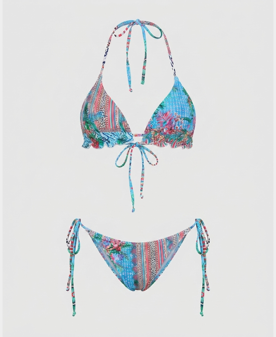 
Tropical Print Ruffle Bikini- 2 Pc Set in MULTI view 1