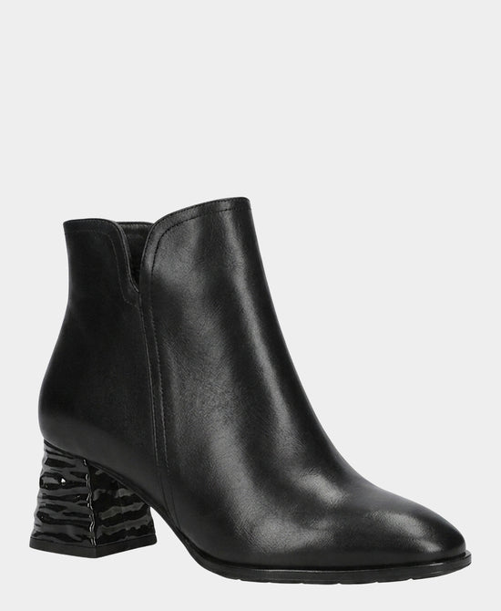 
Leather Bootie w/ Lacquered Heel in BLACK view 1