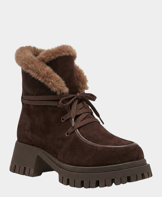 
Suede Bootie w/ Faux Fur Lining in BROWN view 1