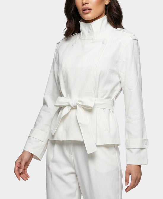 
Trench Jacket w/ Belt in WHITE view 1