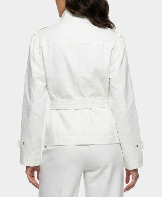 
Trench Jacket w/ Belt in WHITE view 2