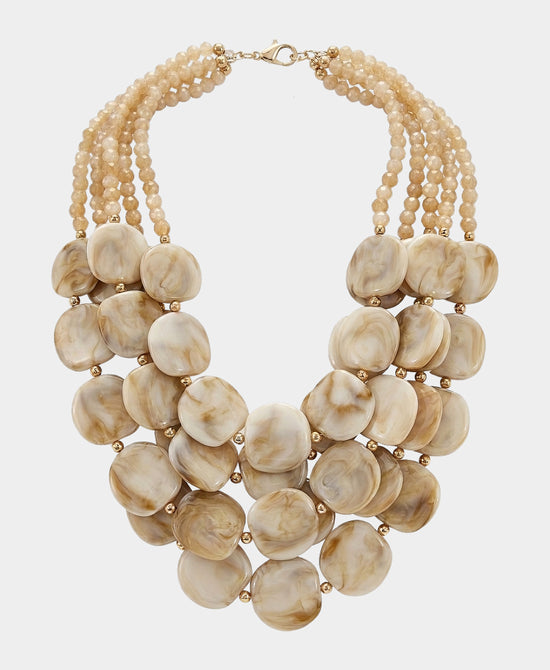 
Layered Beaded Statement Necklace in BROWN/GOLD view 2