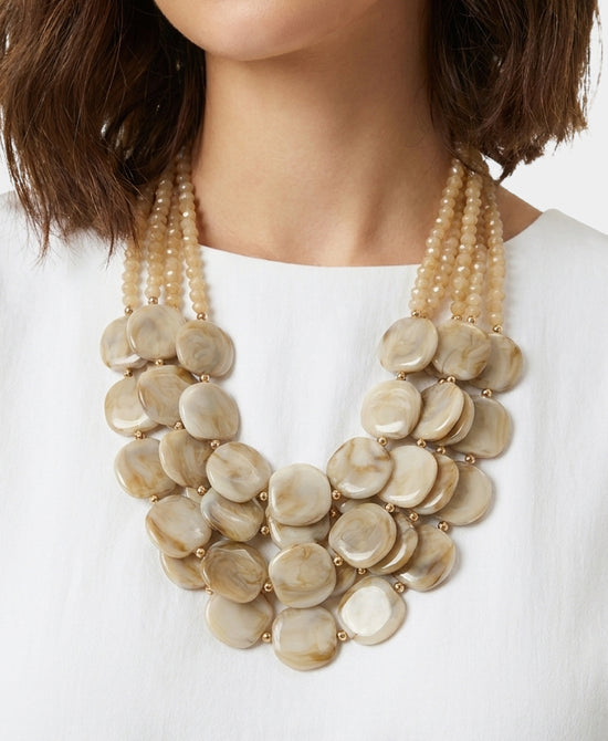 
Layered Beaded Statement Necklace in BROWN/GOLD view 1