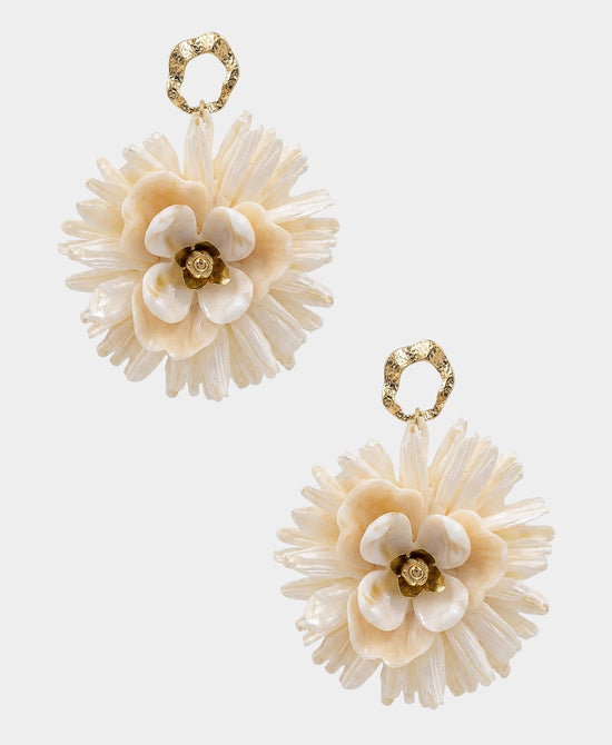 
Raffia Flower Drop Earrings in BEIGE view 2