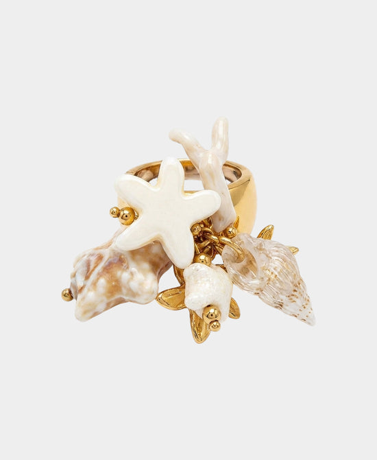 
Sealife Charm Elastic Ring in BEIGE/GOLD view 2