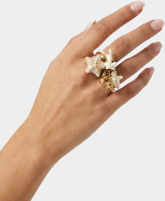
Sealife Charm Elastic Ring in BEIGE/GOLD view 1