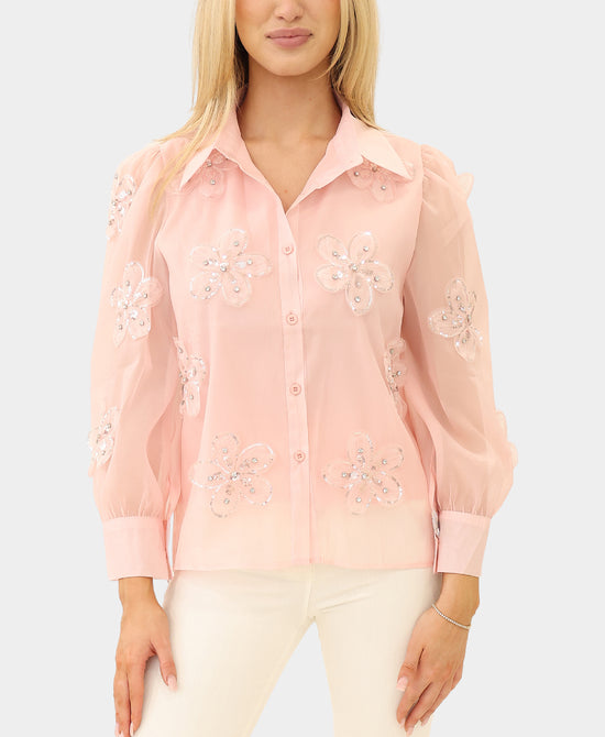 Flower Blouse w/ Rhinestones view 1