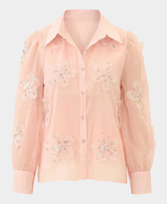 Flower Blouse w/ Rhinestones view 2