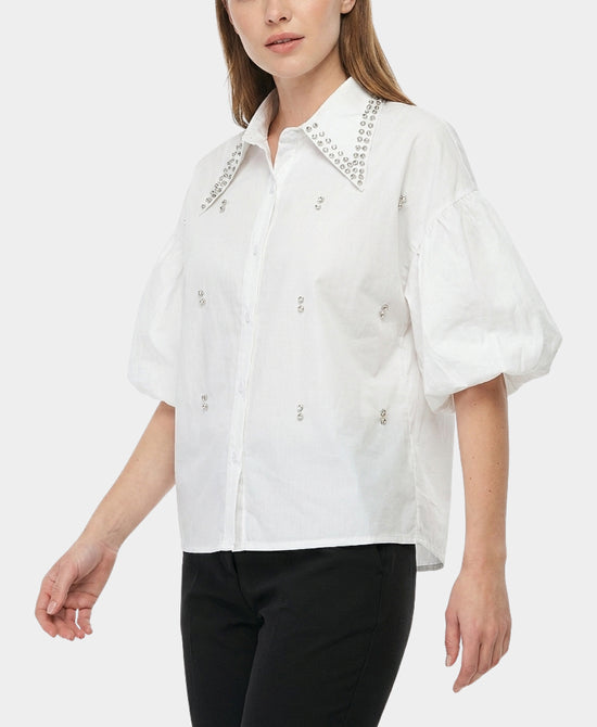 
Top w/ Rhinestone Collar in WHITE view 1