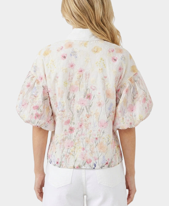 
Embroidered Top w/ Rhinestone Collar in PINK MULTI view 2