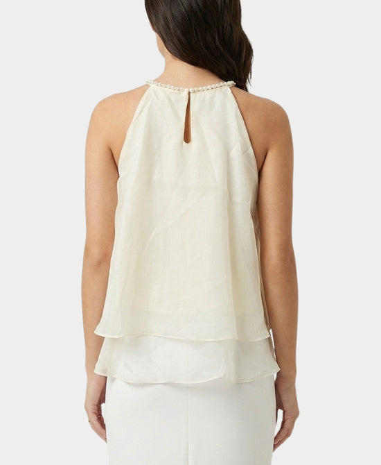
Tiered Halter w/ 3D Flowers & Pearls in IVORY view 2