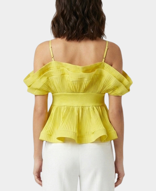 
Pleated Peplum Top in LIME view 2