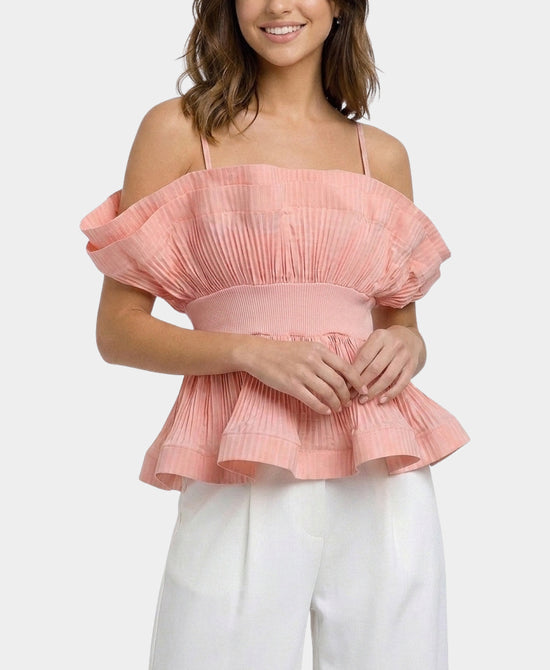 
Pleated Peplum Top in PINK view 1