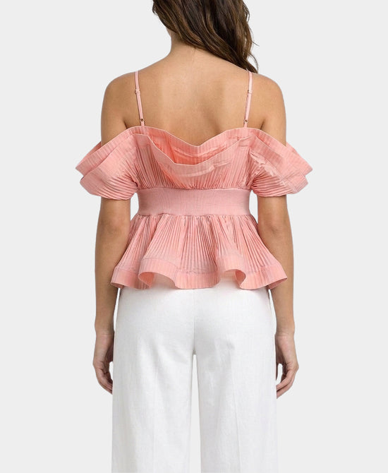 
Pleated Peplum Top in PINK view 2