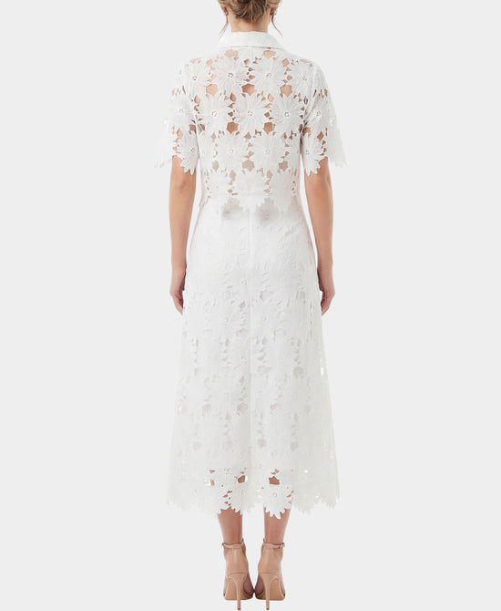 
Crochet Lace Top & Skirt - 2 Pc Set in CREAM view 2