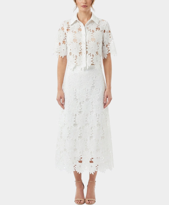 
Crochet Lace Top & Skirt - 2 Pc Set in CREAM view 1