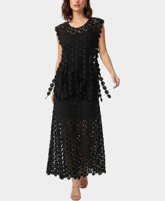 
Circle Fringe Top & Skirt Set- 2 Pc Set in BLACK view 1