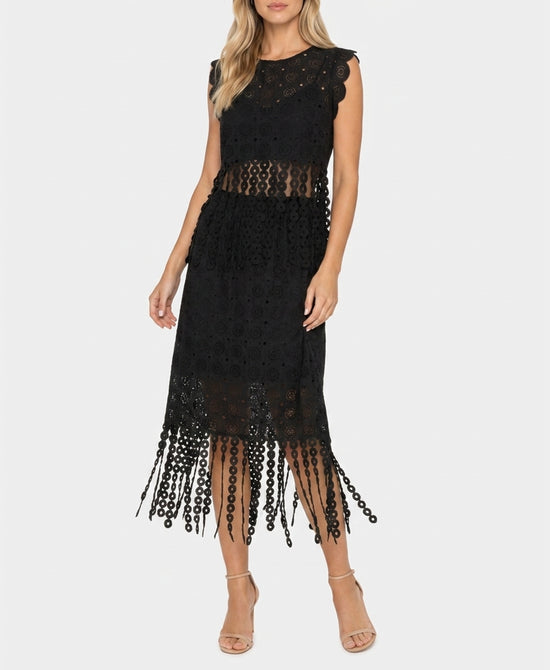 
Circle Fringe Top & Skirt Set- 2 Pc Set in BLACK view 1