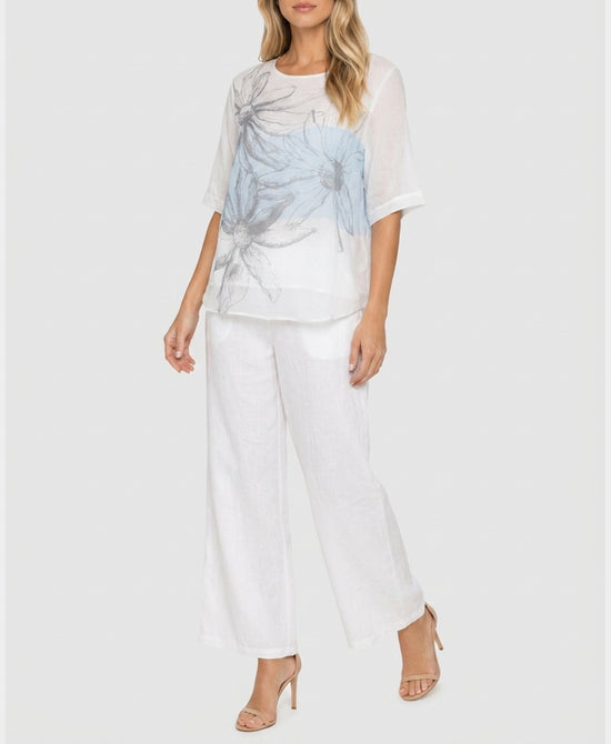 
Floral Top & Pants Set- 2 Pc Set in WHITE/BLUE view 1
