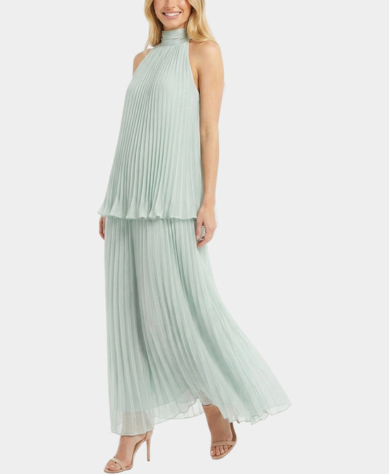 
Pleated Top & Skirt - 2 Pc Set in GREEN view 1