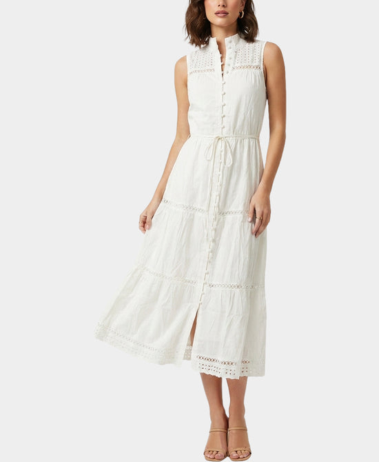 
Eyelet Tiered Maxi Dress in WHITE view 1