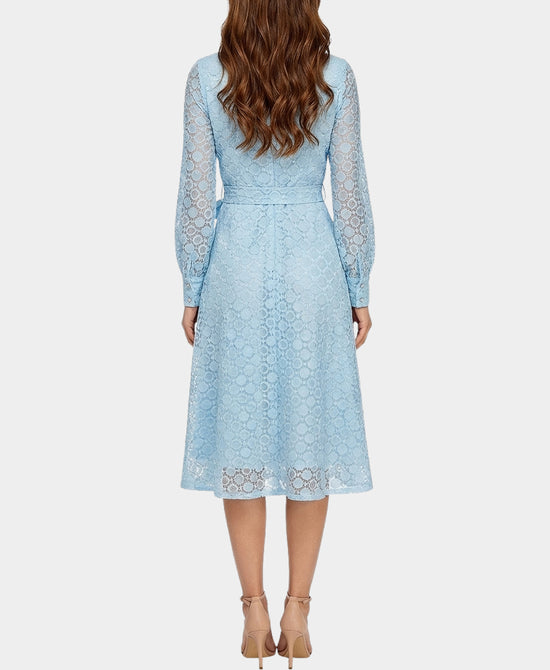 Embroidered Midi Dress w/ Rhinestone Buttons view 2