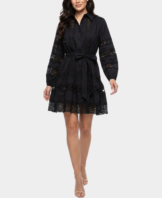 
Dress w/ Crochet Lace Trim in BLACK view 1