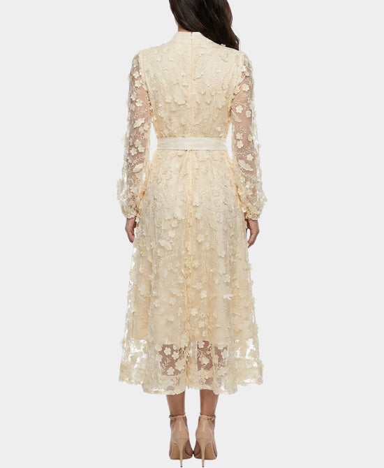 
3D Flower Midi Dress in BEIGE view 2