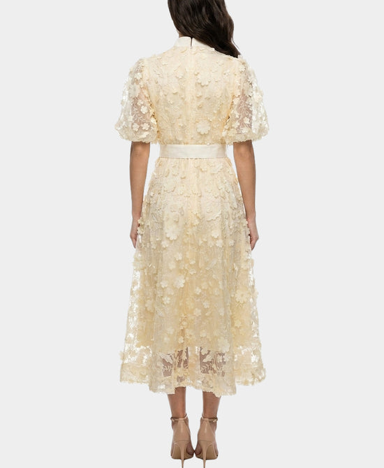 
3D Flower Midi Dress in BEIGE view 2