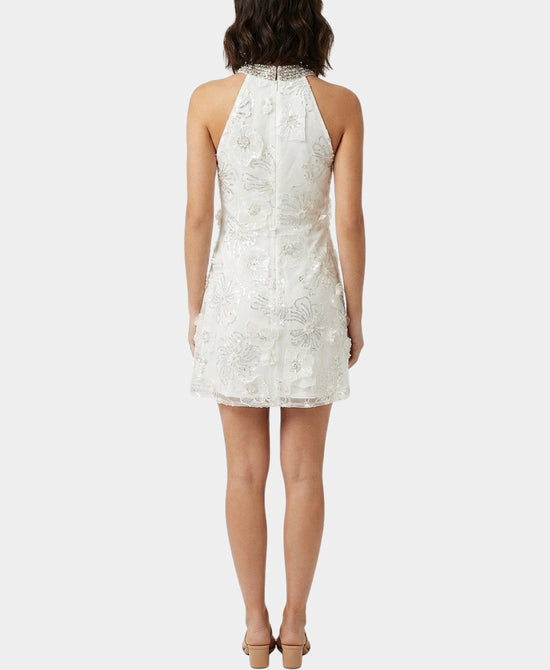 
Embroidered Dress w/ 3D Flowers & Sequins in WHITE/SILVER view 2