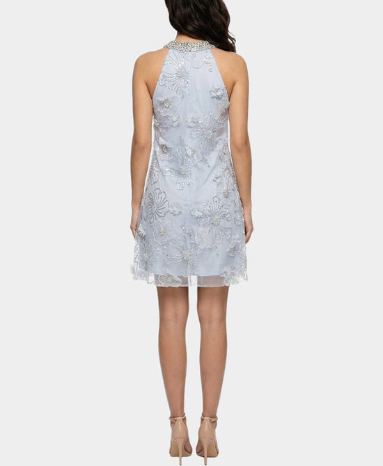 
Embroidered Dress w/ 3D Flowers & Pearls in LIGHT BLUE view 2