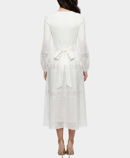 
Midi Dress w/ Sequins & Cut-Outs in WHITE view 2