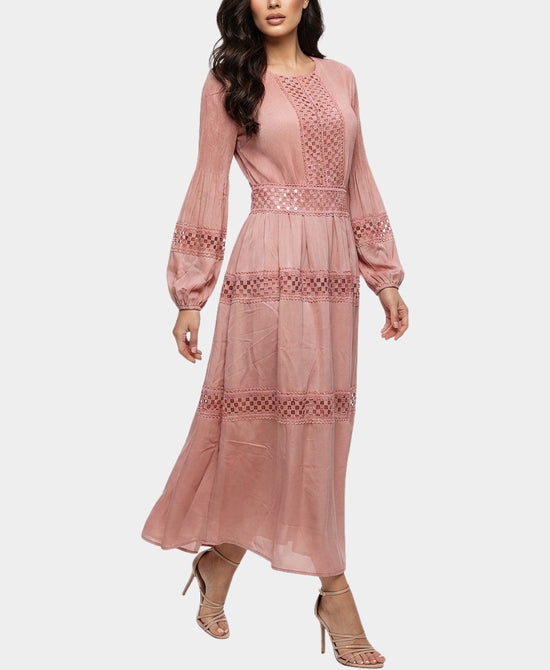 
Midi Dress w/ Sequins & Cut-Outs in PINK view 1