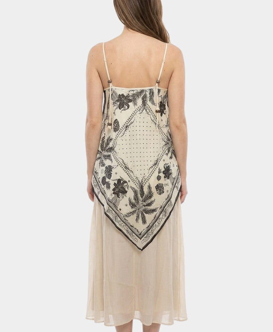 
Mixed Media Midi Dress in BEIGE MULTI view 2
