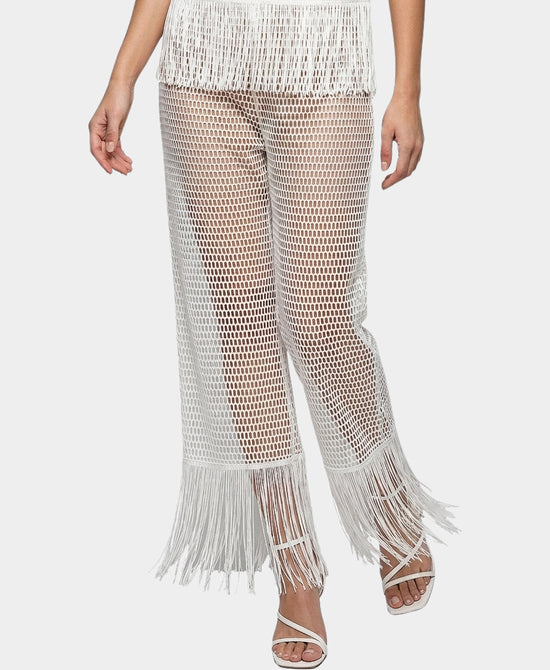 
Net Swim Cover-Up Pants w/ Fringe in WHITE view 1