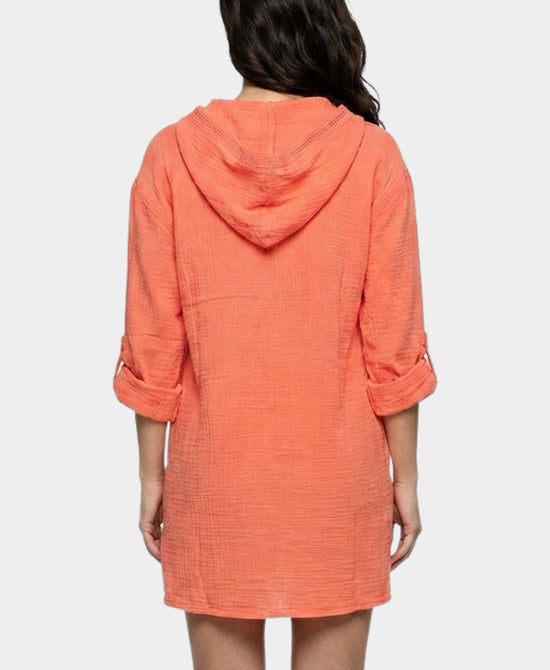 
Swim Cover-Up w/ Hood in CORAL view 2