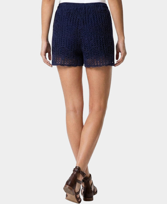 
Crochet Swim Cover-Up Shorts in NAVY view 2