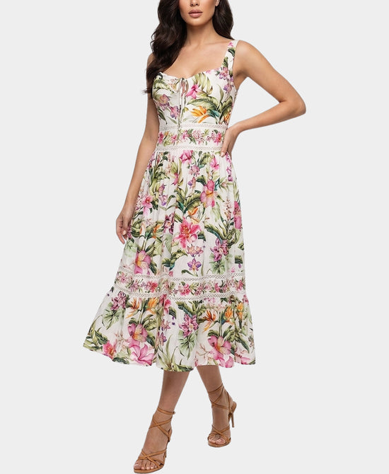 
Floral Print Dress / Swim Cover-Up in WHITE MULTI view 1