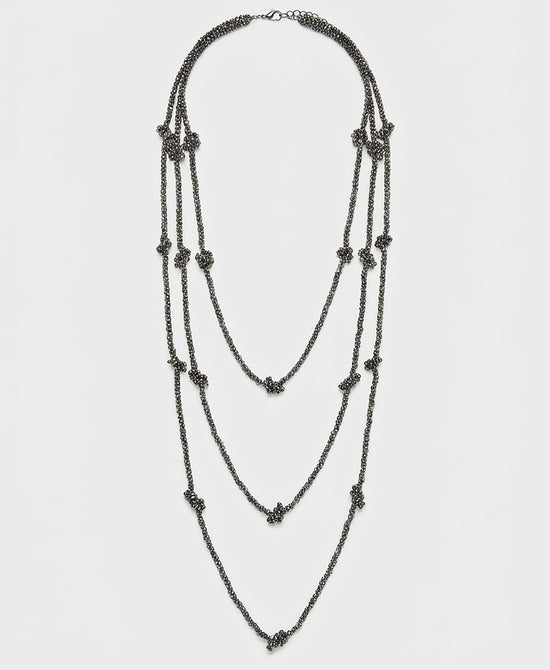 
Crystal Multi Strand Necklace in HEMATITE view 2