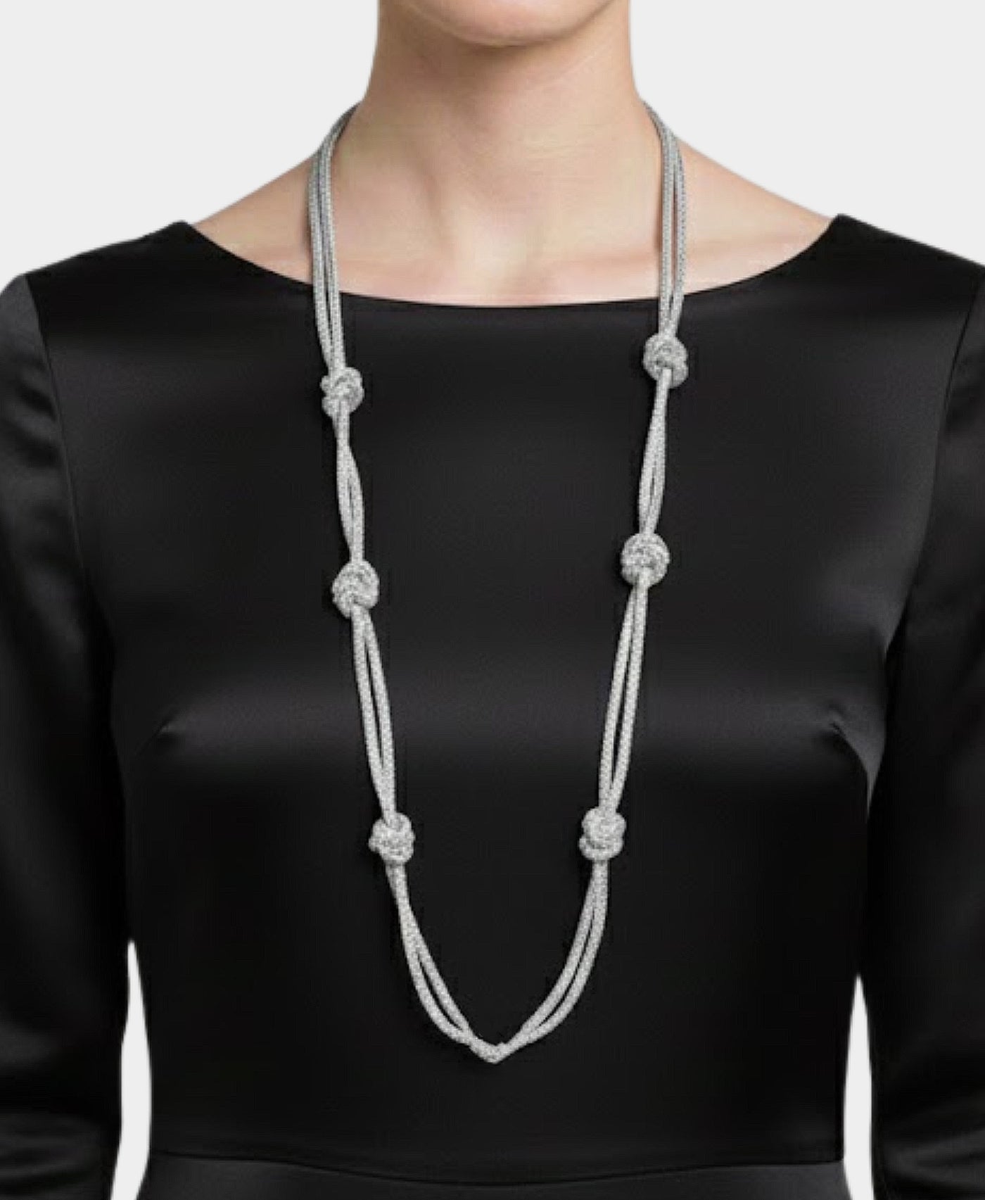 Crystal Double Strand Necklace w/ Knotted Detail view 1