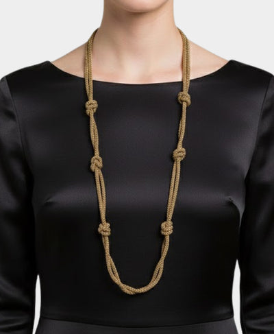 Crystal Double Strand Necklace w/ Knotted Detail image 1