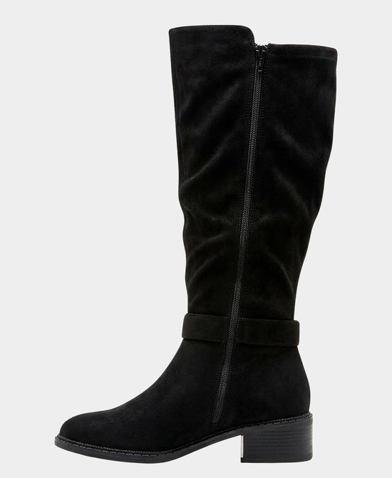 
Faux Suede Buckle Boot in BLACK view 2