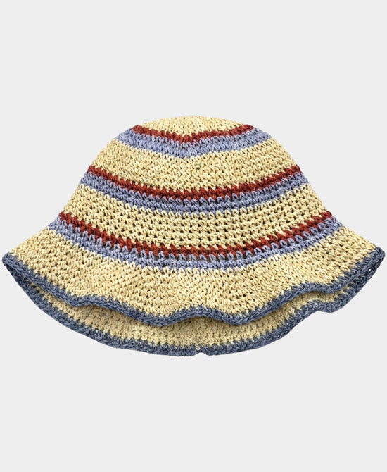 
Crochet Stripe Bucket Hat in BEIGE/BLUE/RED view 2