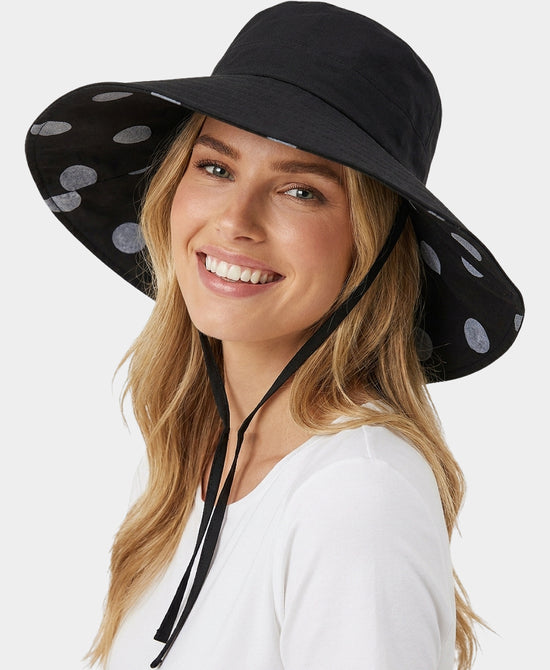 
Reversible Polka Dot Floppy Hat in BLACK view 1