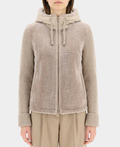 Shearling Jacket w/ Knit Sleeves image 1
