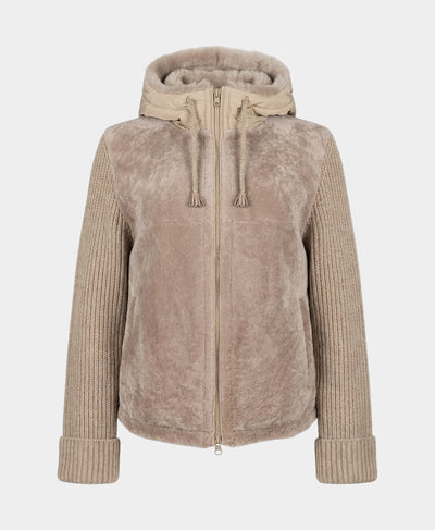Shearling Jacket w/ Knit Sleeves image 3