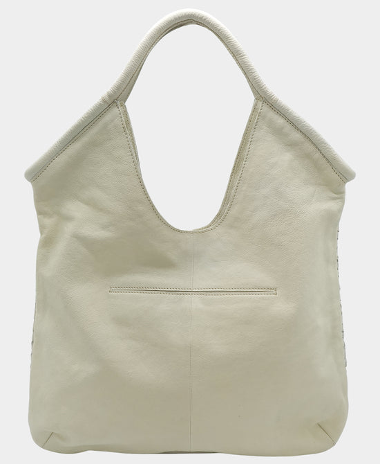 Leather Woven Tote Bag view 2