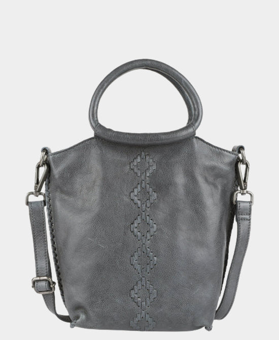 
Leather Crossbody Bag w/ Whipstitching in CHARCOAL view 1
