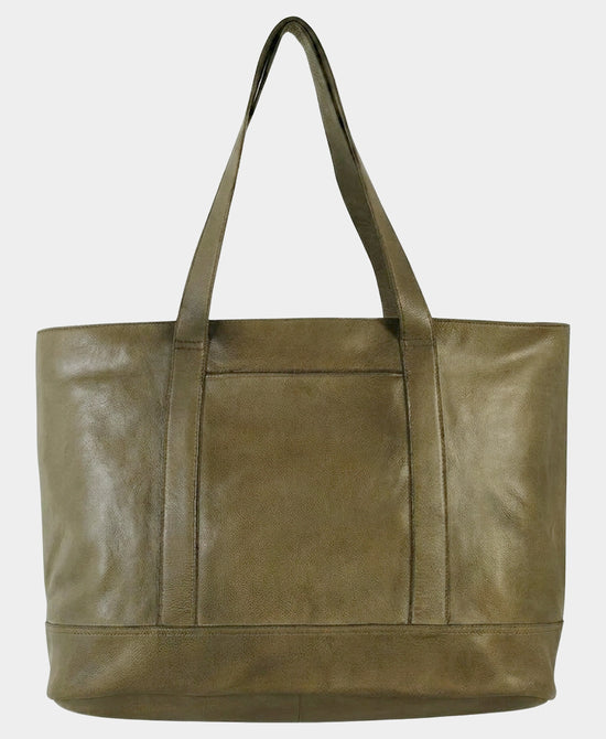 
Leather Tote Bag in MOSS view 1